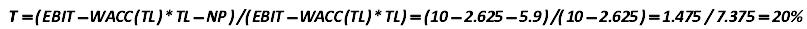 It  should  be  noted  that  the  amount  of  income  tax  is  not  givenfor  the  organization, and, in this case, it is approximately 20%, which was calculated using  the formula for this sample (163):  [Alexander Shemetev]