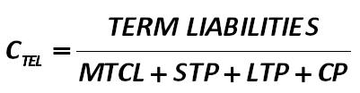 Similarly, it is necessary to calculate also the share of term liabilities in the  company's passive (Ctel), which can be made by using the formula developed by  the author of this paper:  [Alexander Shemetev]