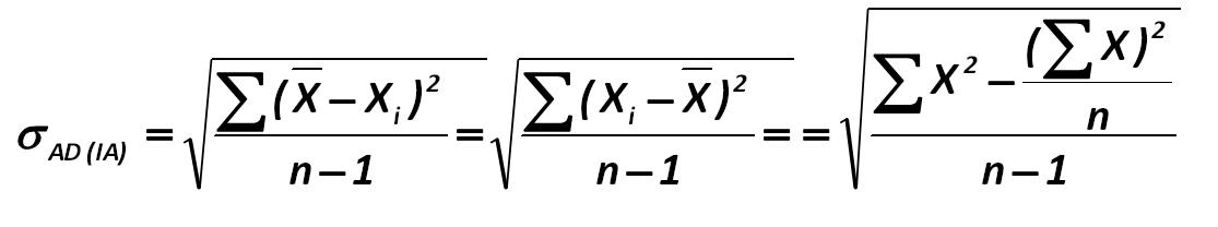 The  classical  school  of  information-atomic  approach  involves  the  following  calculation of the absolute standard deviation: [Prominent advocates of this approach to the analysis are the John E. Hanke, Artur G. Reitsch,  Dean W. Wichern, V.P. Nosco (Moscow State University), K. Dougerti, A. Aivazian, V. Mkhitaryan  and others.]