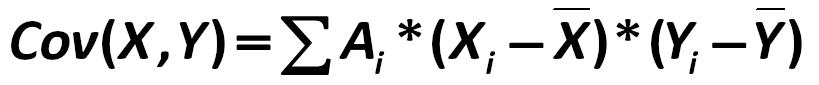 Covariance at a weight variational approach is equal to: [Saint-Petersburg  State  University of  Economics  and  Finance,  for  example, L.S. Tarasevich, P.I. Grebennikov, A.I. Leussky]