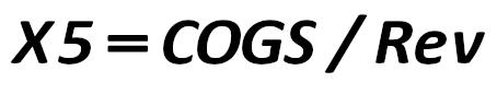 X5  is the ratio of COGS to revenues (Rev). [Hatem Ben-Ameur, Bouafi Hind, Pierre Rostan, Raymond Theoret, Samir  Trabelsi]